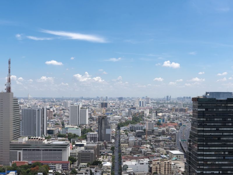 Cityscape with blue sky and clouds in bangkok, Thailand