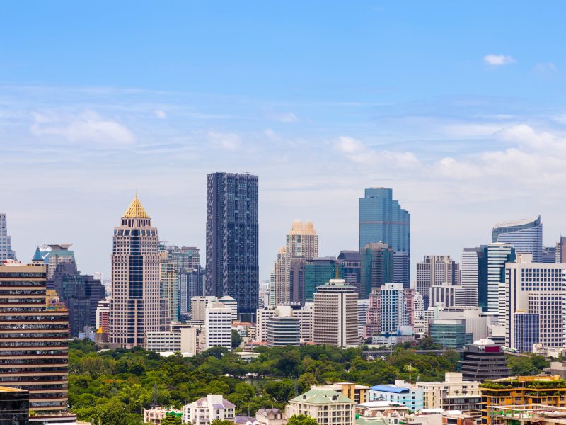 Downtown and business district in Bangkok, Thailand