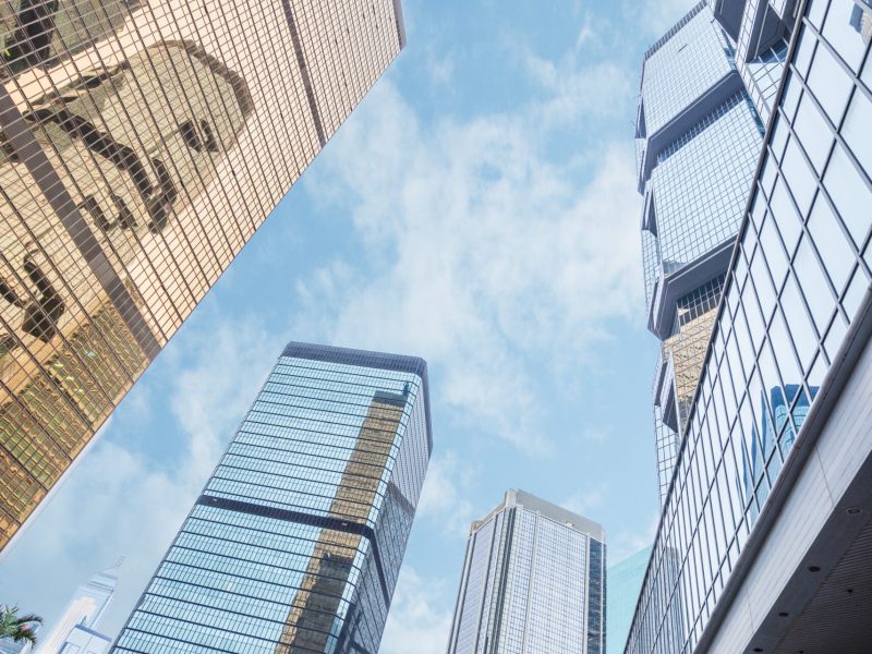 low angle view of skyscrapers in Shenzhen,China.